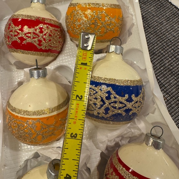Vintage Christmas ornaments bundle set of 6 gold glitter - Picture 2 of 4